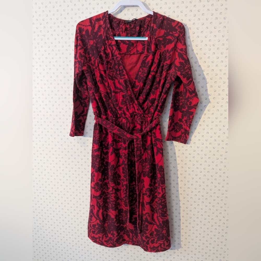 Lands End 10 Floral Wrap Dress Layer Cotton Day Evening Holiday Summer Fall